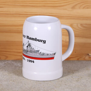 Klassischer Bierkrug Zerstörer Hamburg mit Silhouette