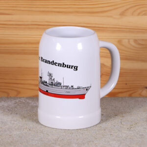 Klassischer Bierkrug Fregatte Brandenburg mit Silhouette
