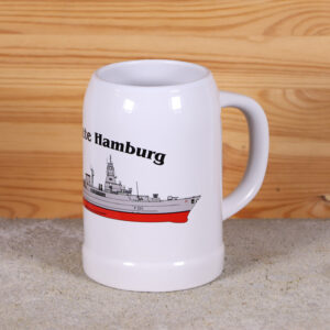 Klassischer Bierkrug Fregatte Hamburg mit Silhouette