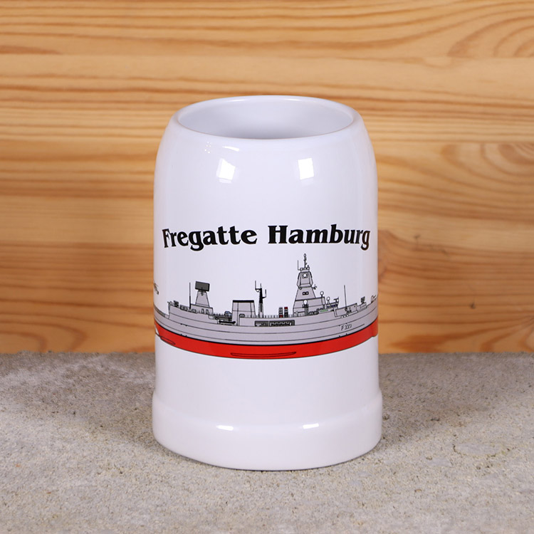 Klassischer Bierkrug Fregatte Hamburg mit Silhouette – Bild 2