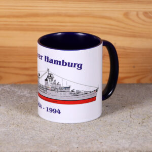 Marine-Tasse Zerstörer Hamburg mit Silhouette