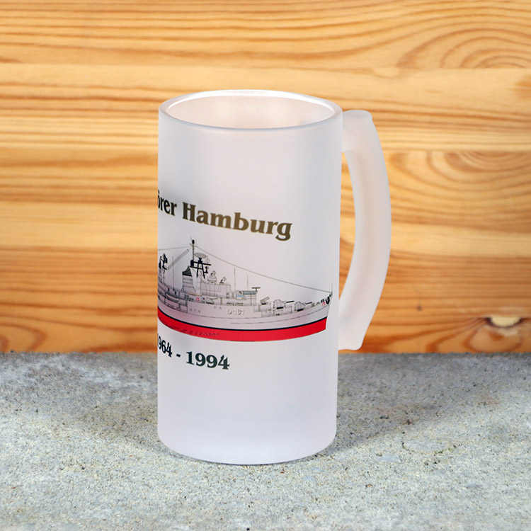 Satinierter Bierkrug Zerstörer Hamburg - Silhouette
