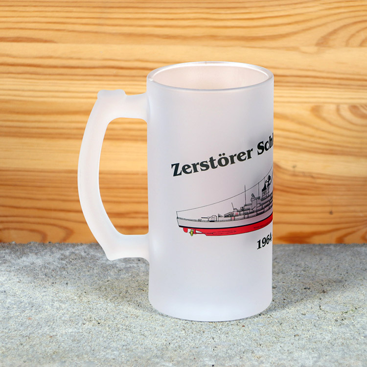 Satinierter Bierkrug Zerstörer Schleswig-Holstein - Silhouette – Bild 3