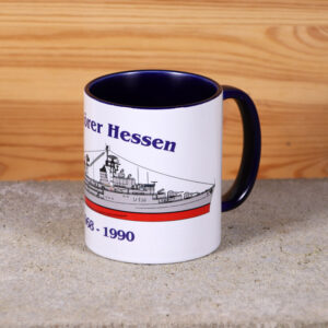 Marine-Tasse Zerstörer Hessen mit Silhouette