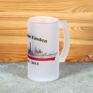 Satinierter Bierkrug Fregatte Emden - Silhouette