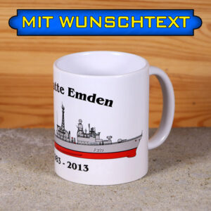 Tasse Fregatte Emden mit Silhouette und Wunschtext
