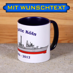 Marine-Tasse Fregatte Köln mit Silhouette und Wunschtext