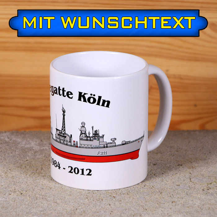 Tasse Fregatte Köln mit Silhouette und Wunschtext