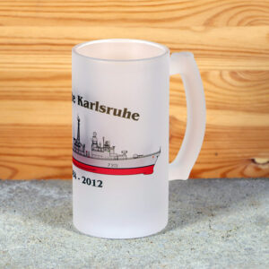 Satinierter Bierkrug Fregatte Karlsruhe - Silhouette