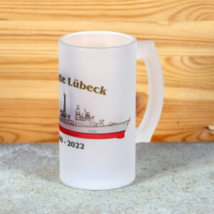 Satinierter Bierkrug Fregatte Lübeck - Silhouette