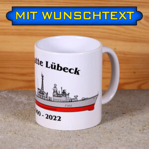 Tasse Fregatte Lübeck mit Silhouette und Wunschtext