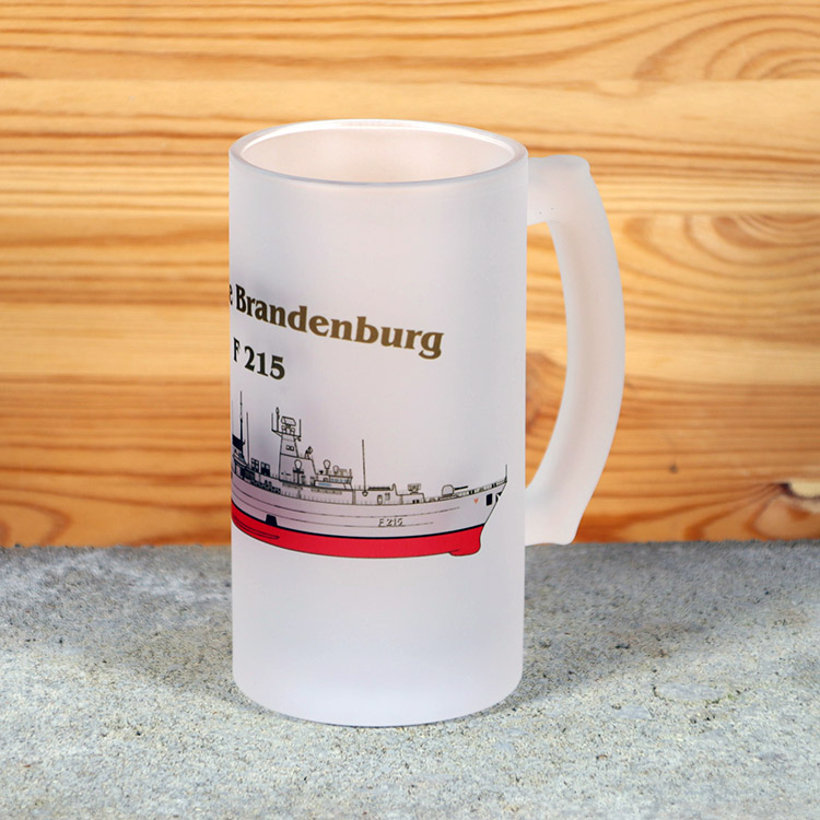 Satinierter Bierkrug Fregatte Brandenburg - Silhouette