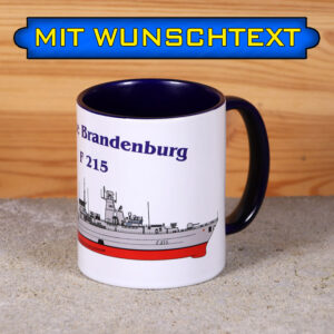 Marine-Tasse Fregatte Brandenburg mit Silhouette und Wunschtext