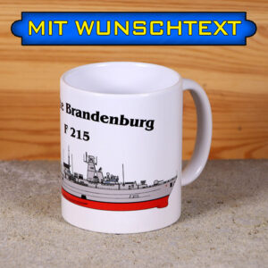 Tasse Fregatte Brandenburg mit Silhouette und Wunschtext