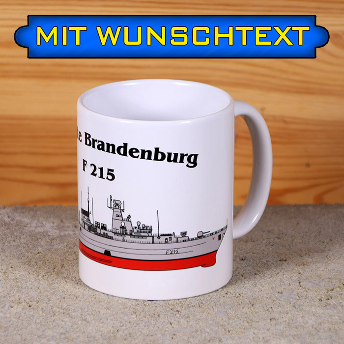 Tasse Fregatte Brandenburg mit Silhouette und Wunschtext
