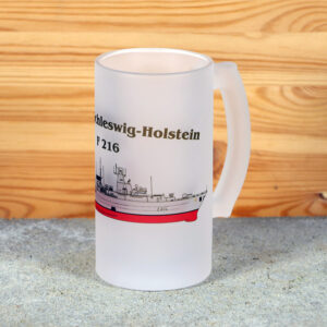 Satinierter Bierkrug Fregatte Schleswig-Holstein - Silhouette