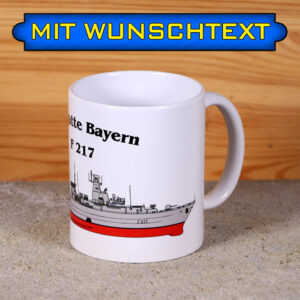 Tasse Fregatte Bayern mit Silhouette und Wunschtext