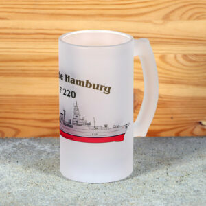 Satinierter Bierkrug Fregatte Hamburg - Silhouette