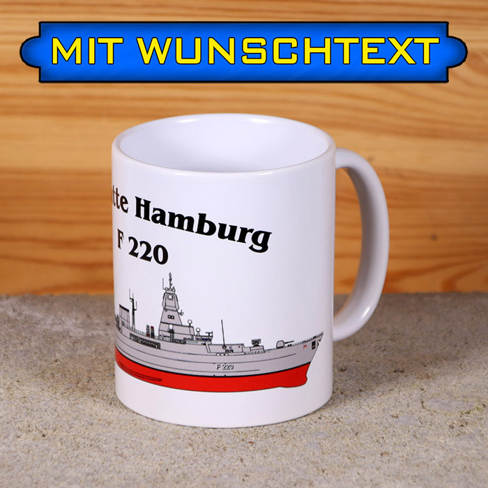 Tasse Fregatte Hamburg mit Silhouette und Wunschtext