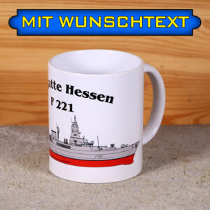 Tasse Fregatte Hessen mit Silhouette und Wunschtext