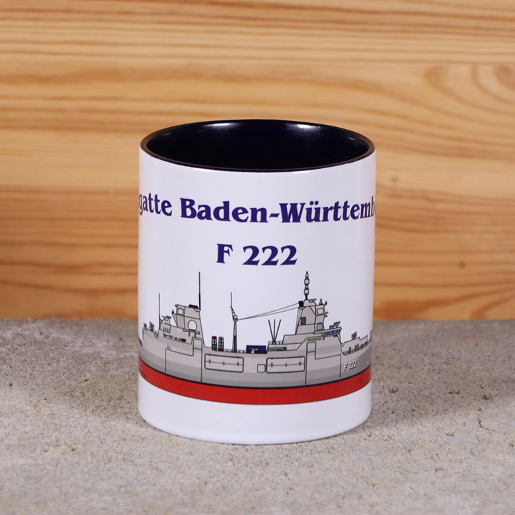 Marine-Tasse Fregatte Baden-Württemberg mit Silhouette und Wunschtext – Bild 3