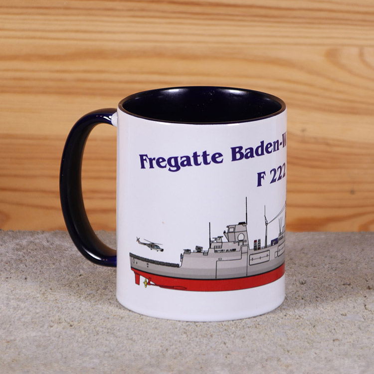 Marine-Tasse Fregatte Baden-Württemberg mit Silhouette und Wunschtext – Bild 4