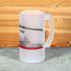 Satinierter Bierkrug Fregatte Baden-Württemberg - Silhouette