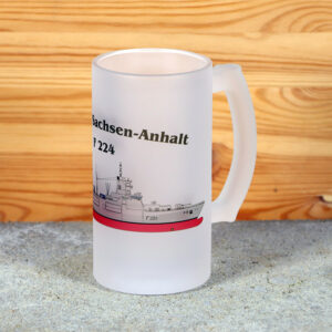 Satinierter Bierkrug Fregatte Sachsen-Anhalt - Silhouette