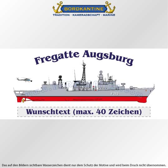 Marine-Tasse Fregatte Augsburg mit Silhouette und Wunschtext – Bild 2