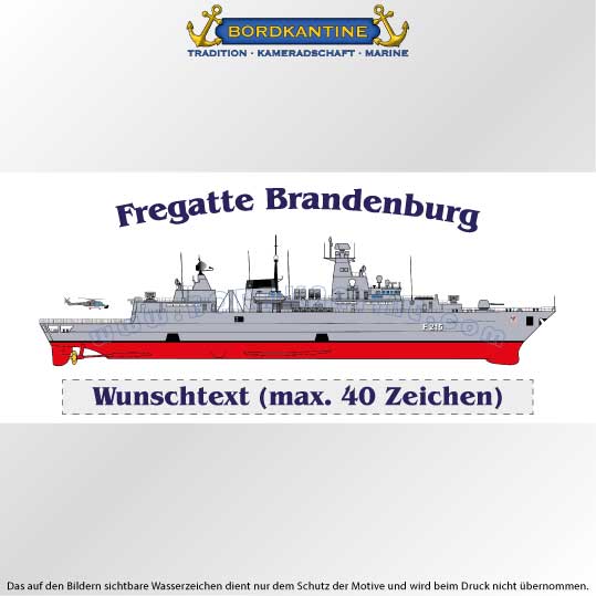 Marine-Tasse Fregatte Brandenburg mit Silhouette und Wunschtext – Bild 2