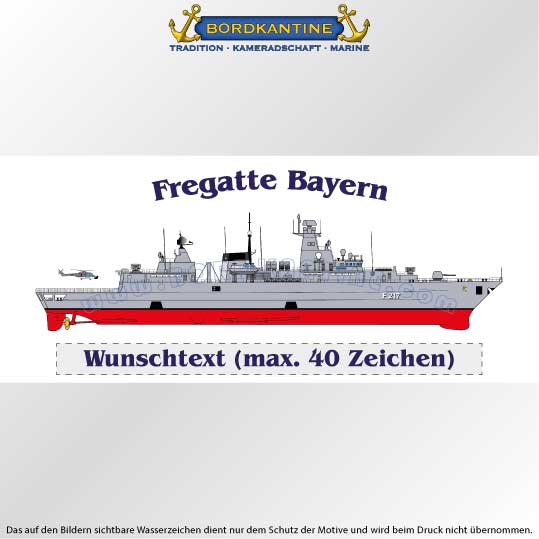 Marine-Tasse Fregatte Bayern mit Silhouette und Wunschtext – Bild 2