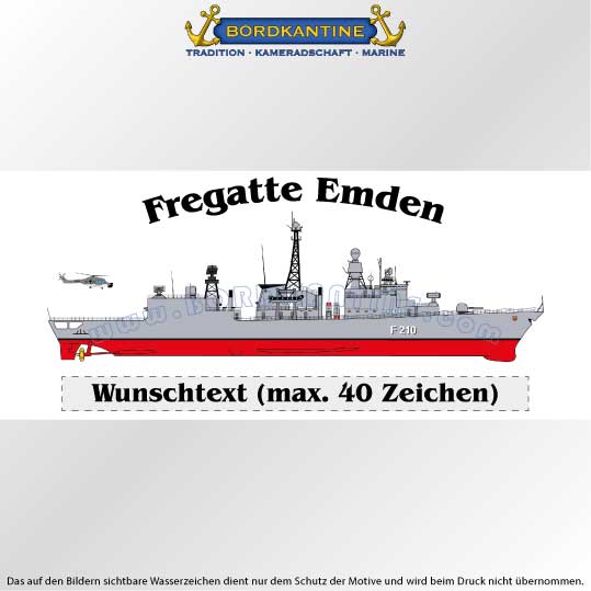 Tasse Fregatte Emden mit Silhouette und Wunschtext – Bild 2
