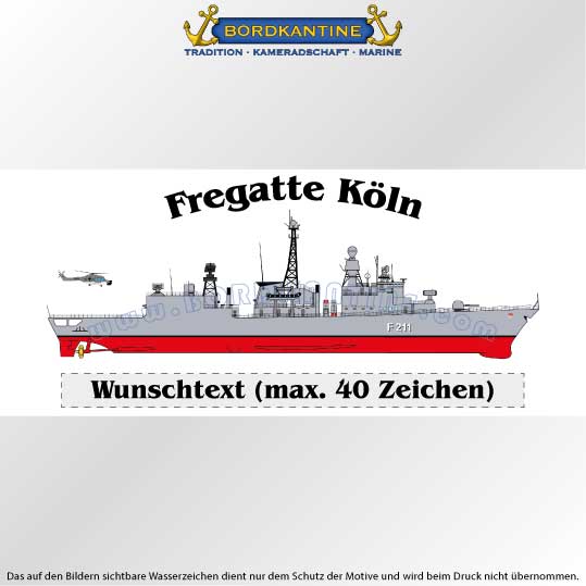 Tasse Fregatte Köln mit Silhouette und Wunschtext – Bild 2