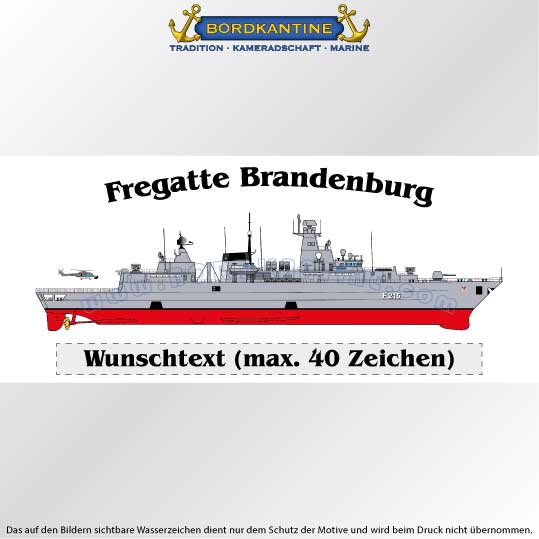 Tasse Fregatte Brandenburg mit Silhouette und Wunschtext – Bild 2