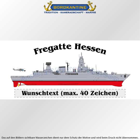 Tasse Fregatte Hessen mit Silhouette und Wunschtext – Bild 2