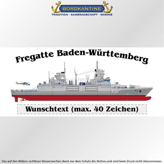 Tasse Fregatte Baden-Württemberg mit Silhouette und Wunschtext – Bild 2
