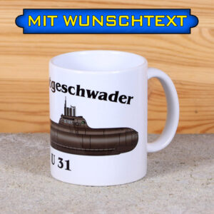 Tasse U 31 mit Silhouette und Wunschtext
