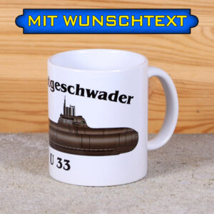 Tasse U 33 mit Silhouette und Wunschtext