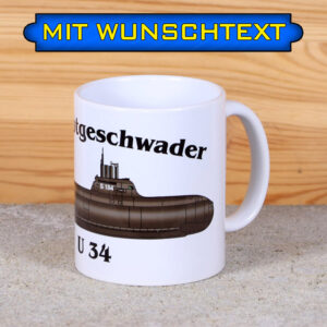 Tasse U 34 mit Silhouette und Wunschtext