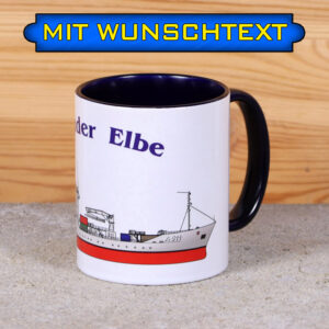 Marine-Tasse Tender Elbe mit Silhouette und Wunschtext