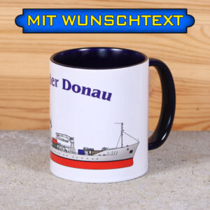 Marine-Tasse Tender Donau mit Silhouette und Wunschtext