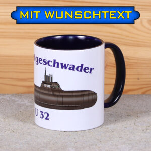Marine-Tasse U 32 mit Silhouette und Wunschtext