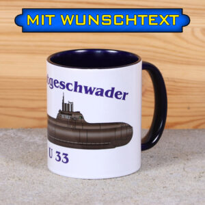 Marine-Tasse U 33 mit Silhouette und Wunschtext