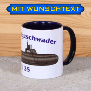 Marine-Tasse U 35 mit Silhouette und Wunschtext