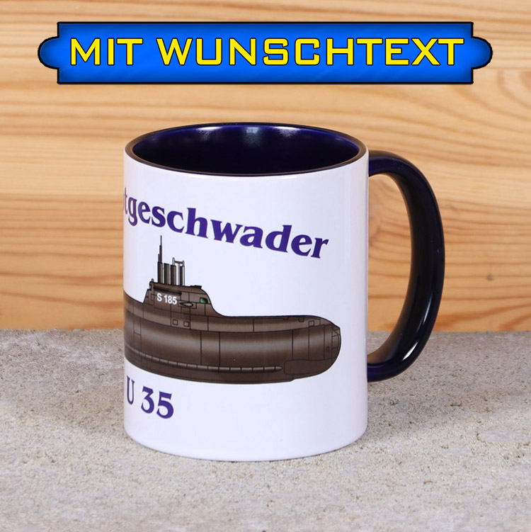 Marine-Tasse U 35 mit Silhouette und Wunschtext