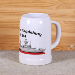 Klassischer Bierkrug Korvette Magdeburg mit Silhouette