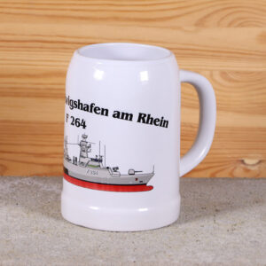 Klassischer Bierkrug Korvette Ludwigshafen am Rhein mit Silhouette