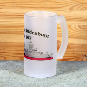 Satinierter Bierkrug Korvette Oldenburg