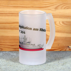 Satinierter Bierkrug Korvette Ludwigshafen am Rhein