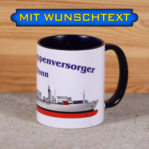 Marine-Tasse EGV Bonn mit Silhouette und Wunschtext